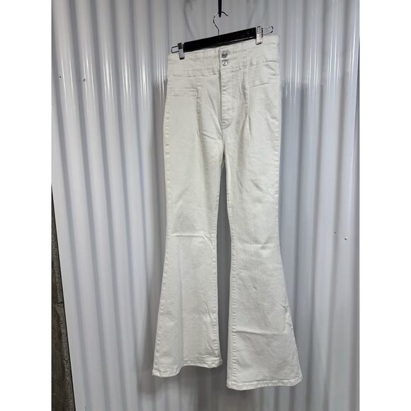 Free People Jayde High Rise Flare Jeans Size 31 White Denim Bell Bottoms - Picture 1 of 6